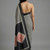 Black printed satin saree with blouse piece