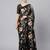 Black printed satin saree with blouse piece