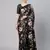 Black printed satin saree with blouse piece