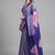 Purple printed satin saree with blouse piece