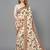 White printed satin saree with blouse piece