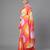 Orange printed satin saree with blouse piece