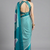 Blue printed satin saree with blouse piece