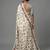 White printed satin saree with blouse piece