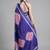 Purple printed satin saree with blouse piece