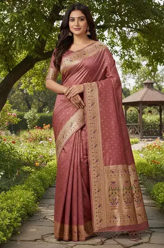 Light Plum Color Zari Meena and With Butti Work Sartin Saree