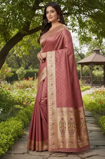Light Plum Color Zari Meena and With Butti Work Sartin Saree