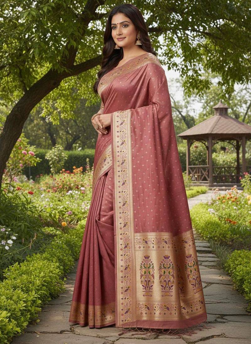 Light Plum Color Zari Meena and With Butti Work Sartin Saree