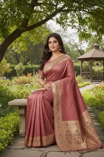 Light Plum Color Zari Meena and With Butti Work Sartin Saree