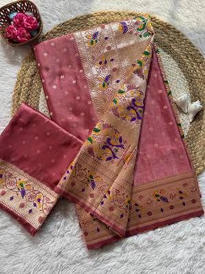 Light Plum Color Zari Meena and With Butti Work Sartin Saree 4