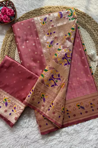 Light Plum Color Zari Meena and With Butti Work Sartin Saree