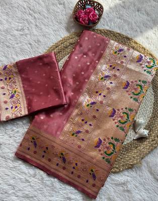 Light Plum Color Zari Meena and With Butti Work Sartin Saree 5