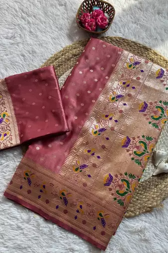 Light Plum Color Zari Meena and With Butti Work Sartin Saree