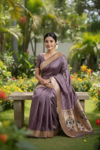 Purple Color Zari Meena and With Butti Work Sartin Saree