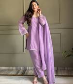 lavender farshi salwar suit with swarovski work