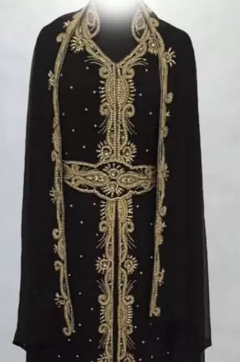 black embroidered kaftan gown with dupatta