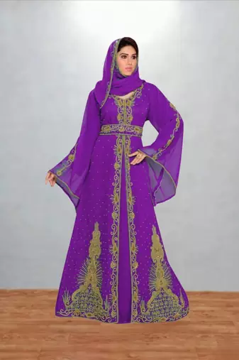 Purple Embroidered Anarkali Gown with Dupatta for Women