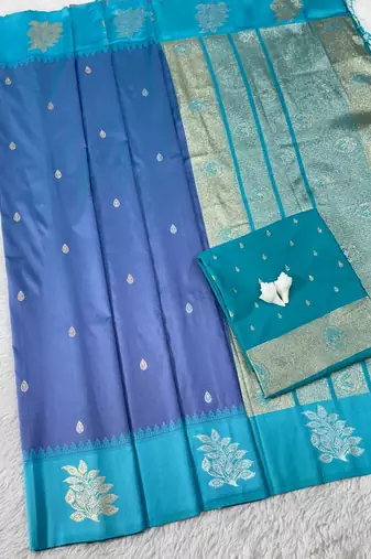 Purple Green Color Zari Work Gold And Silver Zari  art silk saree