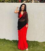   Red Color Handwork Khatali Work Georgette Saree