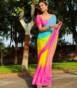 Pink Color Handwork Khatali Work Georgette Saree