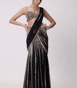 Black Color Dori And Embellished With Real Mirror Work  Faux Georgette  Ready to Wear Saree