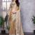 Beige embroidered embellished shimmer chiffon bollywood saree with blouse
