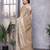 Beige embroidered embellished shimmer chiffon bollywood saree with blouse