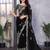 Black embroidered embellished shimmer chiffon bollywood saree with blouse