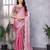Light pink embroidered embellished shimmer chiffon bollywood saree with blouse