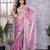 Light purple embroidered embellished shimmer chiffon bollywood saree with blouse