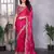 Pink embroidered embellished shimmer chiffon bollywood saree with blouse