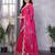 Pink embroidered embellished shimmer chiffon bollywood saree with blouse
