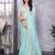 Sky blue embroidered embellished shimmer chiffon bollywood saree with blouse