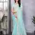 Sky blue embroidered embellished shimmer chiffon bollywood saree with blouse