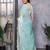 Sky blue embroidered embellished shimmer chiffon bollywood saree with blouse