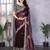 Wine embroidered embellished shimmer chiffon bollywood saree with blouse