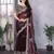 Wine embroidered embellished shimmer chiffon bollywood saree with blouse