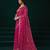 Dark pink embroidered embellished bollywood net saree with blouse