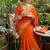 Orange Color weaving jacquard border and sequence lace border Satin saree