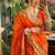 Orange Color weaving jacquard border and sequence lace border Satin saree