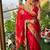 Red Color weaving jacquard border and sequence lace border Satin saree