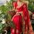 Red Color weaving jacquard border and sequence lace border Satin saree