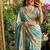 Sky Blue Color weaving jacquard border and sequence lace border Satin saree