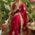 Wine Color weaving jacquard border and sequence lace border Satin saree