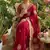 Wine Color weaving jacquard border and sequence lace border Satin saree