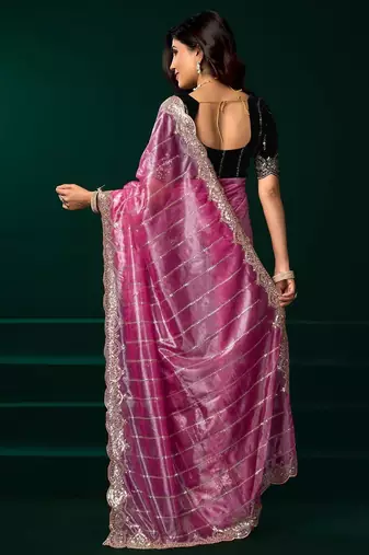 Light pink embroidered embellished bollywood net saree with blouse