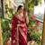 Wine Color weaving jacquard border and sequence lace border Satin saree