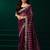 Wine embroidered embellished bollywood net saree with blouse