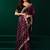 Wine embroidered embellished bollywood net saree with blouse