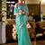 Aqua blue embroidered embellished shimmer chiffon bollywood saree with blouse